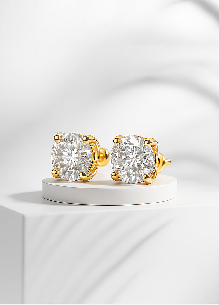 lab diamond studs 14k yellow gold