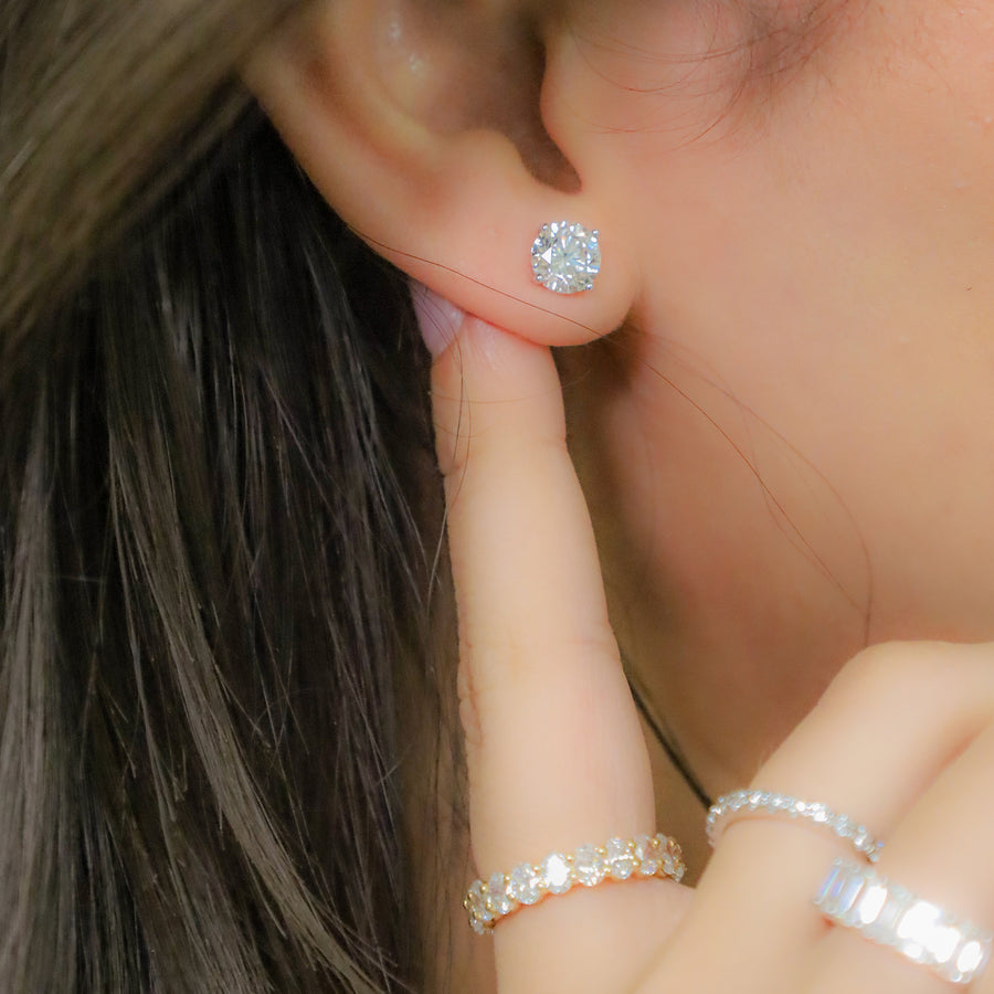 lab diamond studs 14k white gold