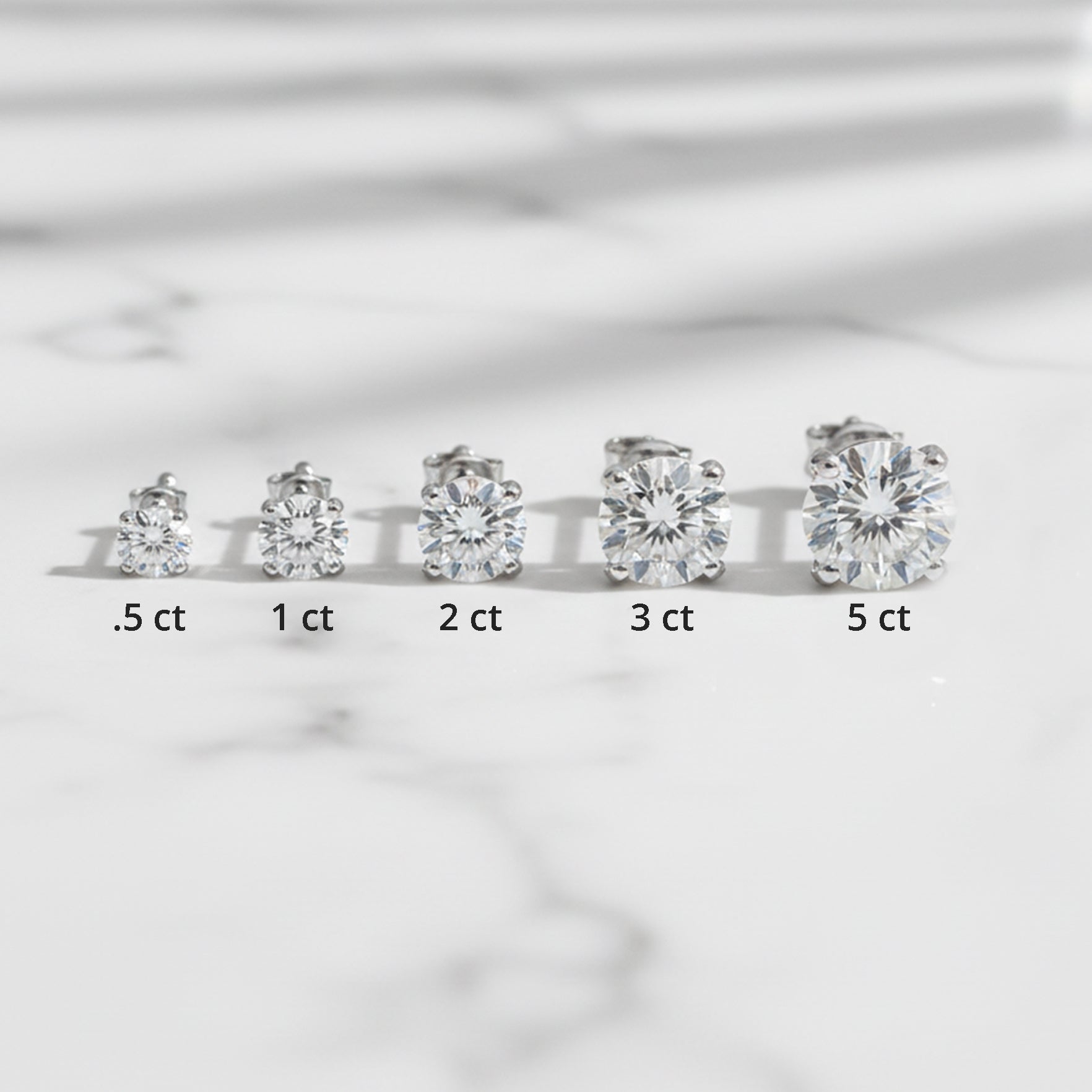 lab diamond studs 14k white gold