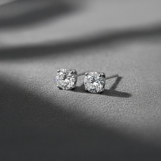 lab diamond studs 14k white gold