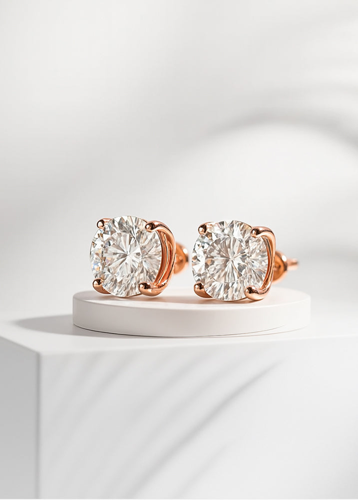 lab diamond studs 14k rose gold