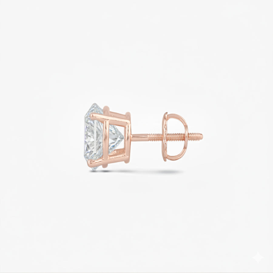lab diamond studs 14k rose gold