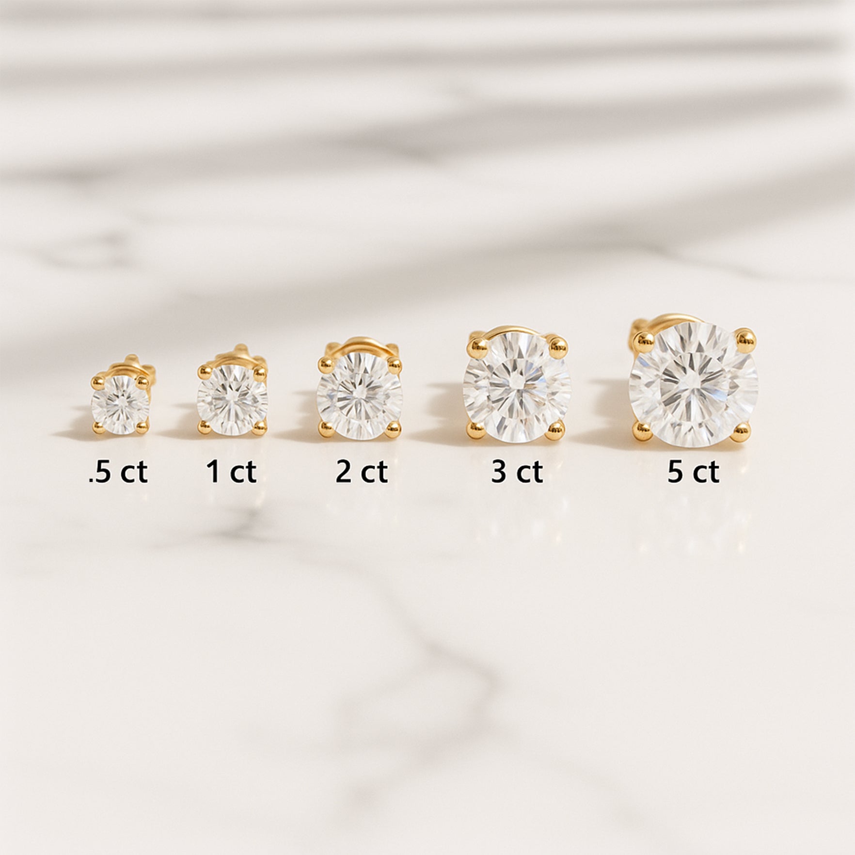 lab diamond studs 14k yellow gold