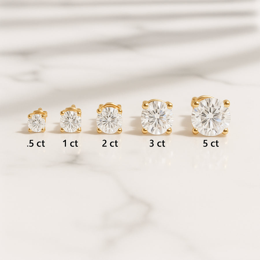 lab diamond studs 14k yellow gold